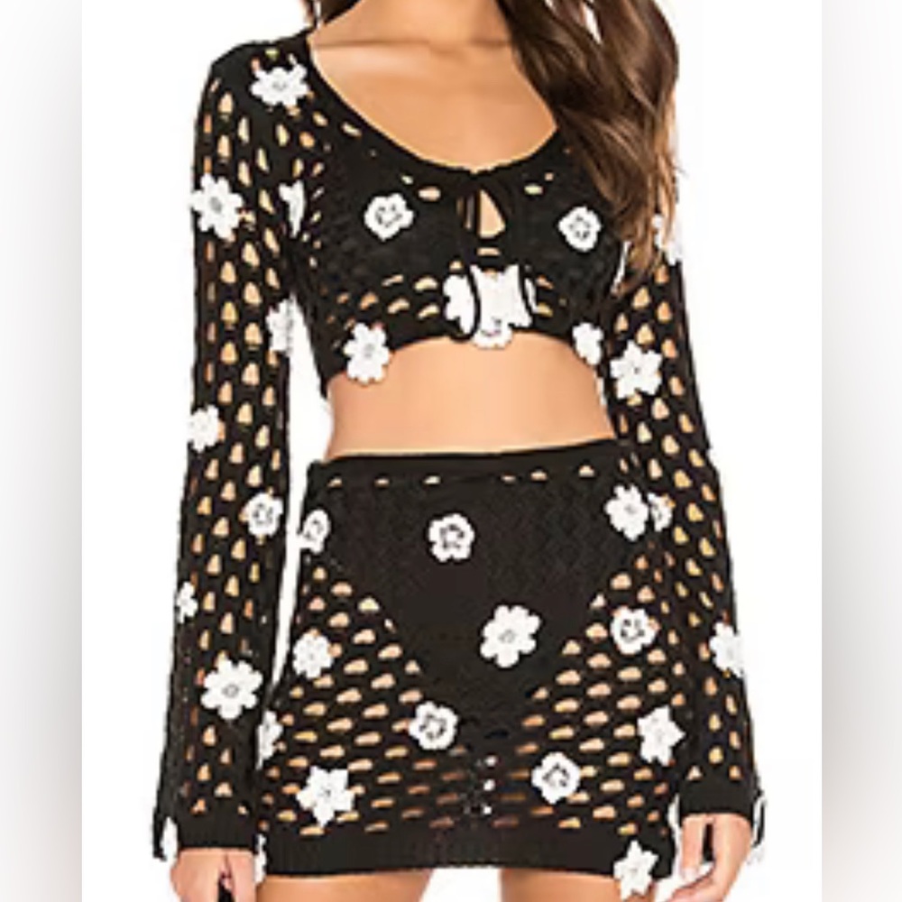 Lovers and Friends flower power crop top and skirt set size S